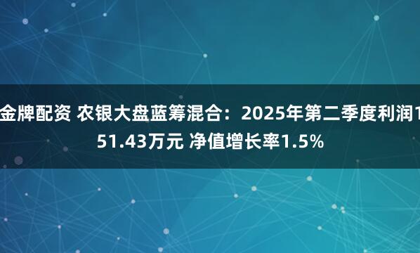 金牌配资 农银大盘蓝筹混合：2025年第二季度利润151.43万元 净值增长率1.5%