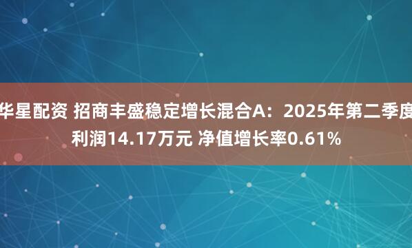 华星配资 招商丰盛稳定增长混合A：2025年第二季度利润14.17万元 净值增长率0.61%
